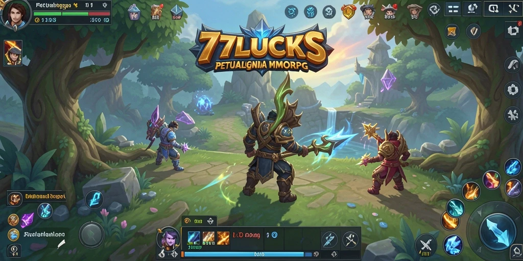 Screenshot gameplay 77LUCKS menunjukkan aksi seru dalam MMORPG.
