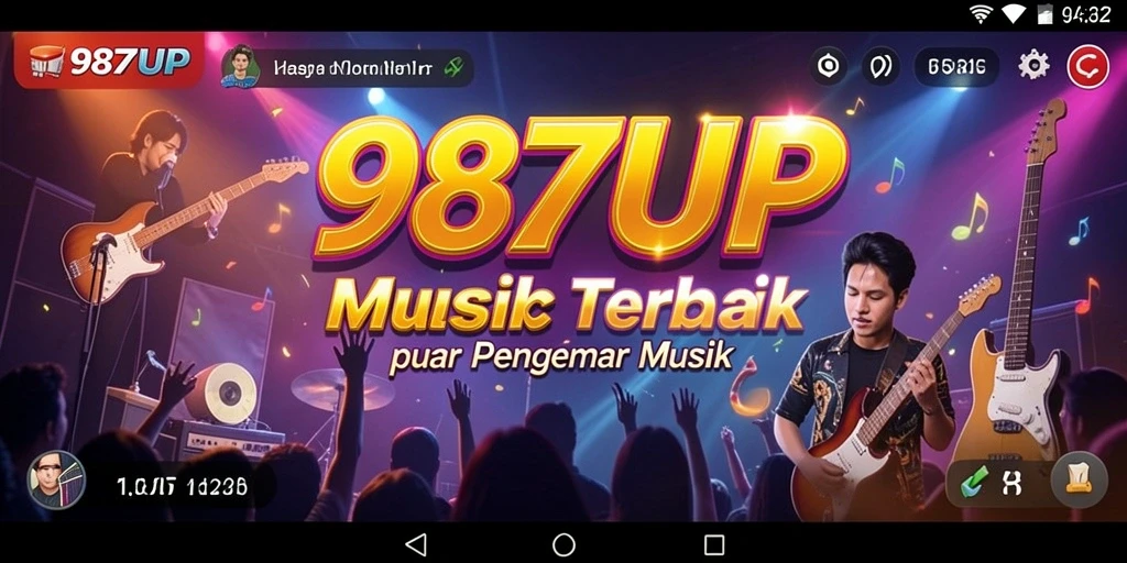 Tangkapan layar gameplay 987UP menampilkan pemain menikmati musik yang seru.