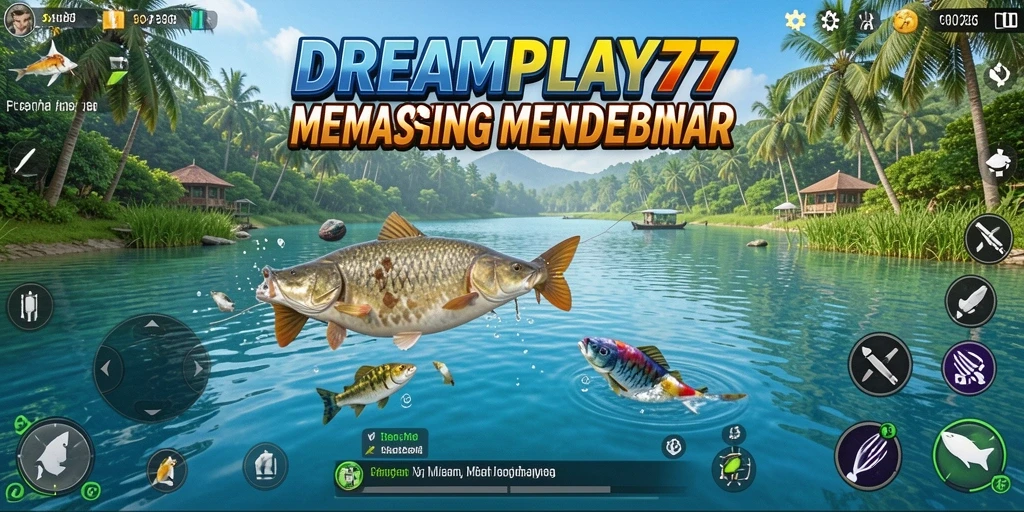 Tampilan gameplay menarik dari DREAMPLAY77 yang menampilkan aksi memancing.