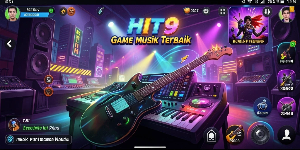 Gameplay HIT9 yang seru dan interaktif dengan berbagai alat musik.