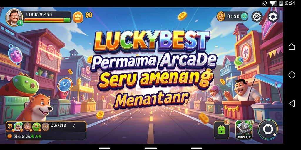 Screenshot utama LUCKYBEST menampilkan gameplay mendebarkan dengan grafis cerah.
