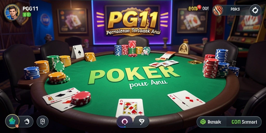 Tampilan menarik dari gameplay PG11 dengan aksi Poker seru.