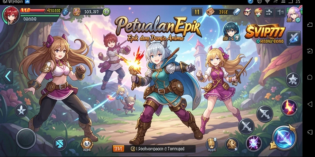 Gameplay SVIP777 dengan karakter anime yang penuh aksi dan petualangan seru.