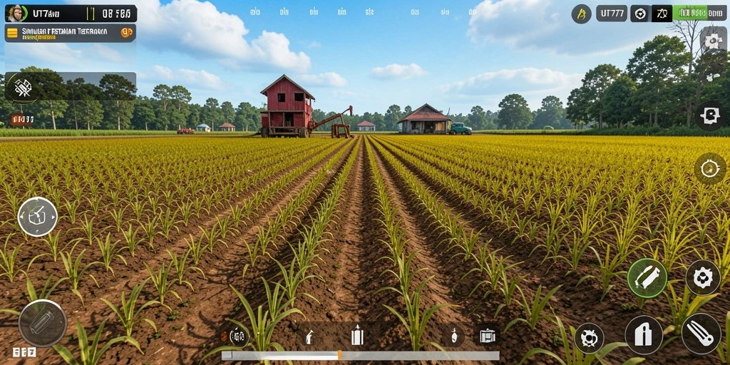 Tampilan gameplay <strong>UT77</strong> yang memukau dengan aktivitas bertani.