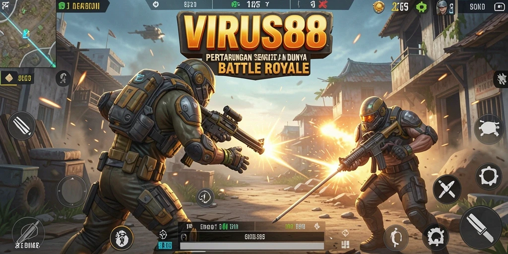 Menampilkan aksi mendebarkan di arena Battle Royale.