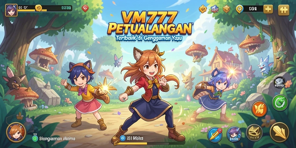 Tangkapan layar VM777 menunjukkan aksi karakter anime dalam pertarungan epik.