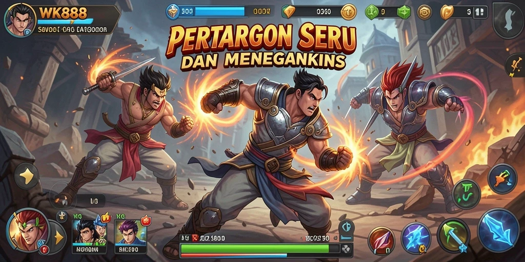 Tampilan gameplay WK888 yang seru dan penuh aksi dalam pertarungan.